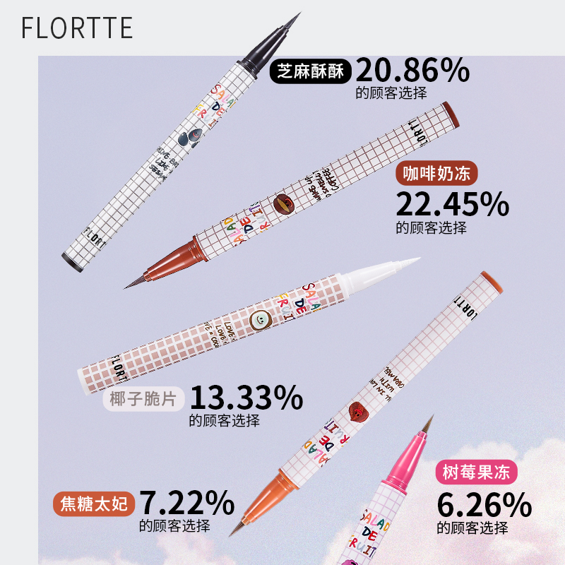 Flortte花洛莉亚眼线液笔胶笔极细白色卧蚕笔花落利亚华洛丽亚蒂 - 图0