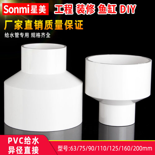 PVC大小头变径接头异径同心水管道直接烟管 变 110 75 90 50 32 - 图1
