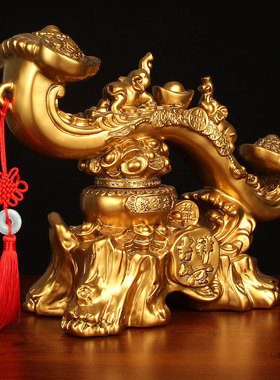 吉祥如意招财摆件聚宝盆工艺品客厅玄关电视柜装饰品乔迁开业礼品