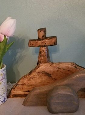 The Empty Tomb Easter Scene and Cross