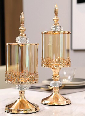 Light luxury crystal glass storage jar with lid, American l