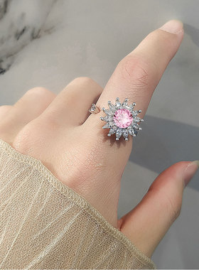 Colorful flower shaped zircon ring, AAA zirconia diamond ri