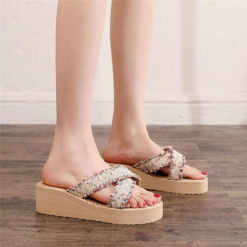 Imitation hemp rope small fragrant style cross slippers for - 图1