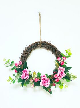 圆形仿真复古装饰藤柳编房门花环
