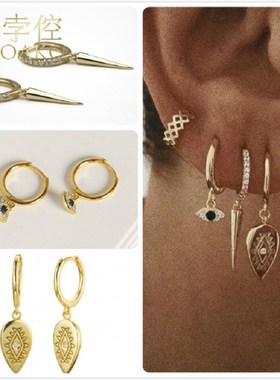 925 Sterling Silver Earrings For Women Gold Evil Eye Earring