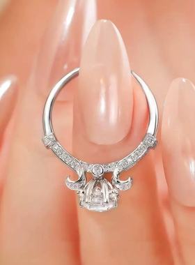 结婚订婚女戒豪华刻字轻奢S925银