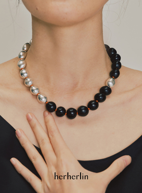 herherlin【新品】原创橄榄银珠籽实串珠项链小众气质简约高级
