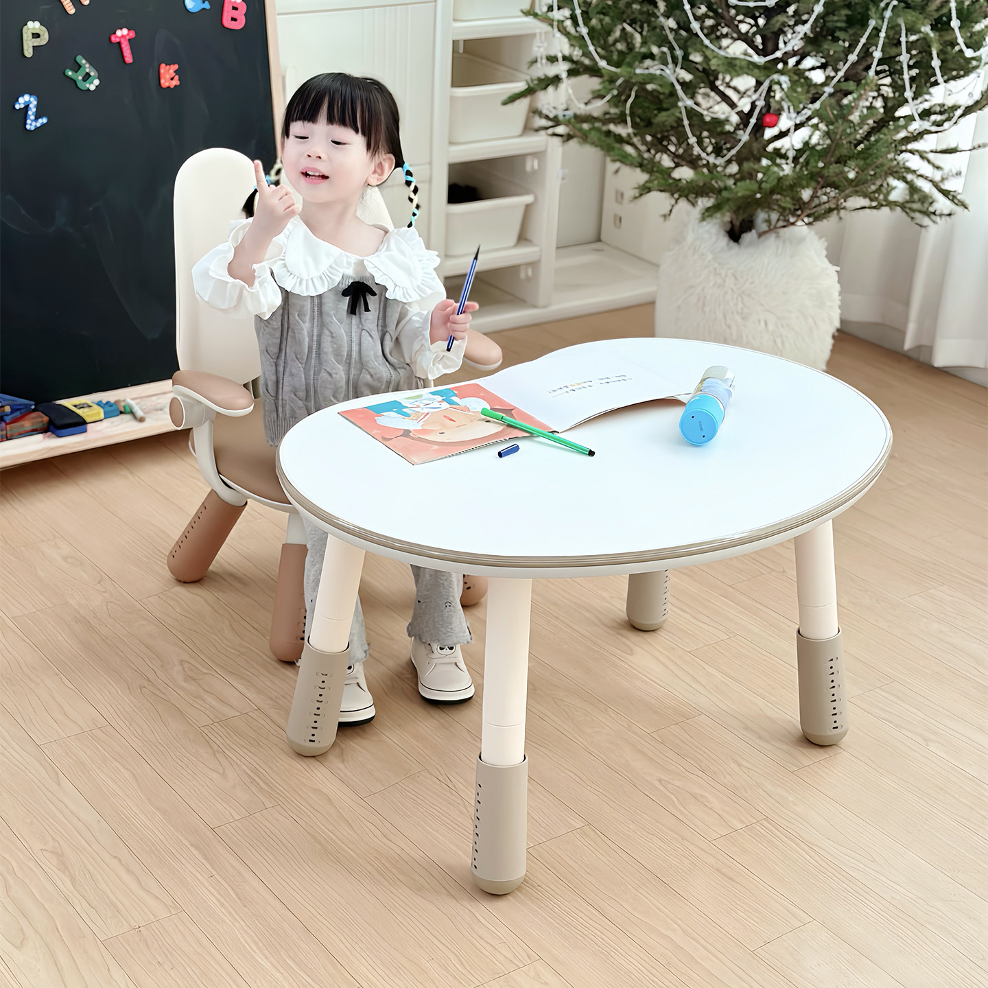 nanx实木花生桌双背儿童沙发椅套装可升降宝宝座椅幼儿园阅读桌子,淘宝优惠券,粉丝福利购,淘宝优惠卷