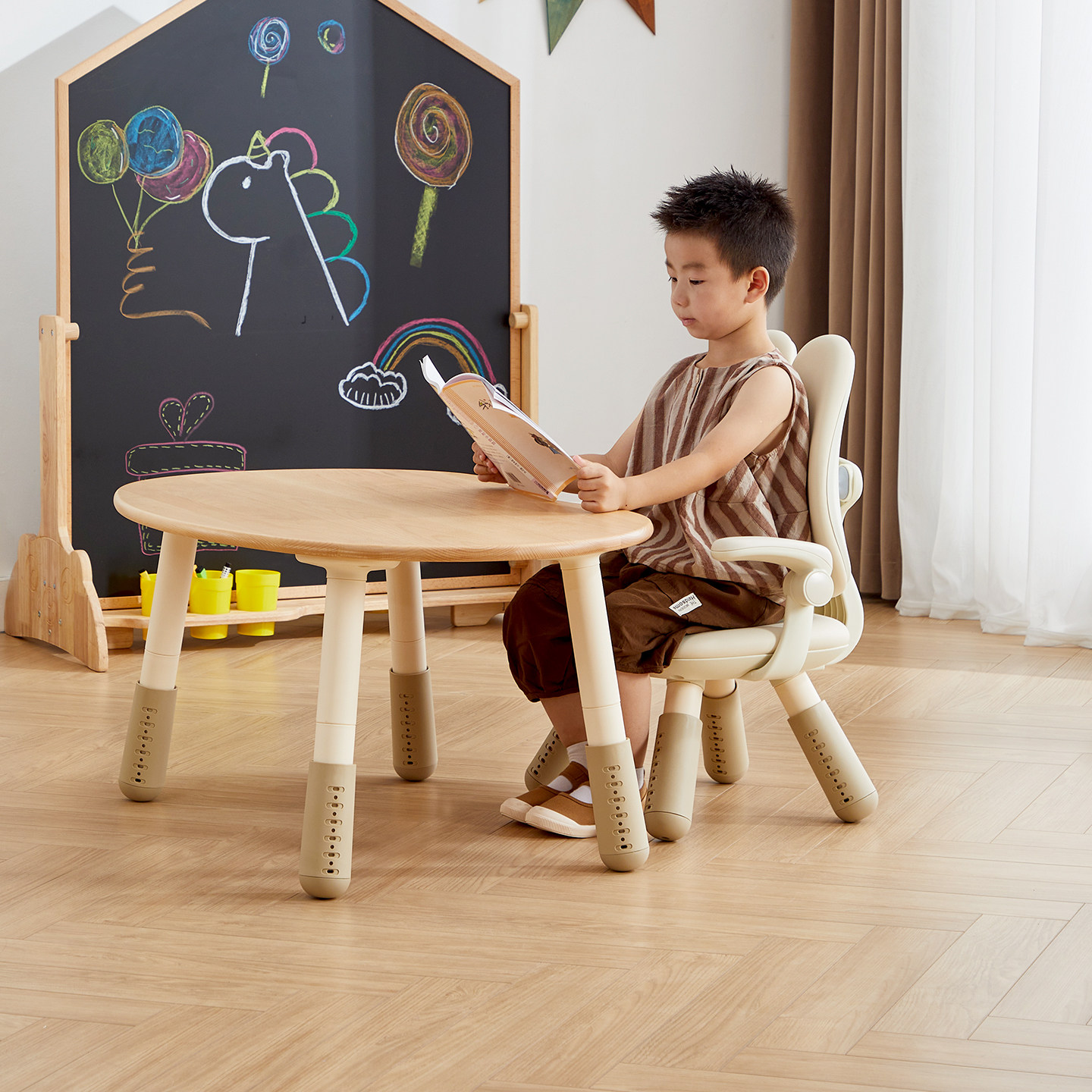 nanx实木花生桌双背儿童沙发椅套装可升降宝宝座椅幼儿园阅读桌子,淘宝优惠券,粉丝福利购,淘宝优惠卷