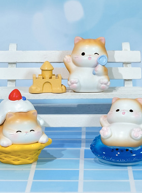 正版夏日消暑套餐摆件水果猫猫装饰手办创意可爱萌宠桌面生日礼物