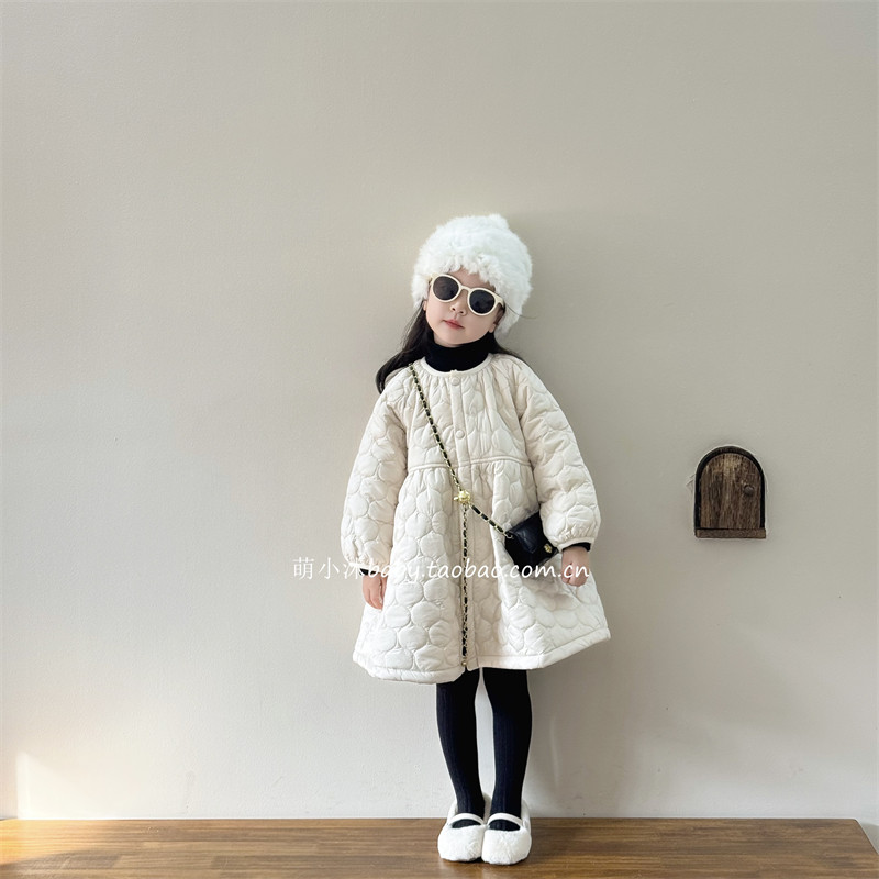 儿童洋气厚款连衣裙2025新款韩版女童冬季夹棉纯色衔棉公主裙外套,淘宝优惠券,粉丝福利购,淘宝优惠卷