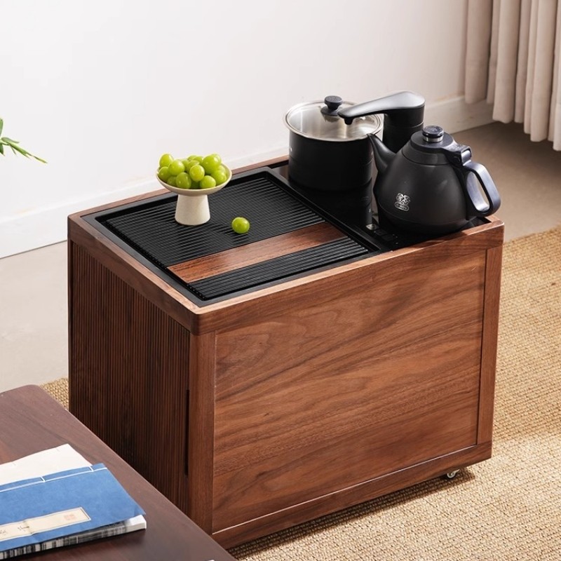 北美黑胡桃移动茶水柜实木边柜小型家用茶几烧水壶一体茶台小茶桌,淘宝优惠券,粉丝福利购,淘宝优惠卷