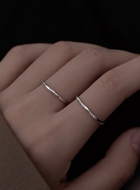 一念 925纯银素圈戒指小众设计食指戒简约冷淡风指环百搭饰品