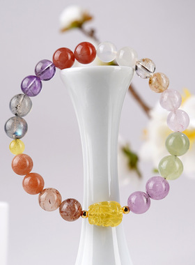涵杰天然金珀貔貅水晶多宝手链景区寺院爆款文创彩色女士新款手串