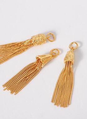 S925银镀金流苏吊坠项链diy饰品
