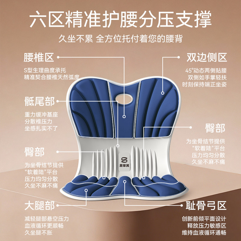 思菲其护腰坐垫久坐神器办公室腰部支撑靠垫矫正坐姿美臀靠背座椅