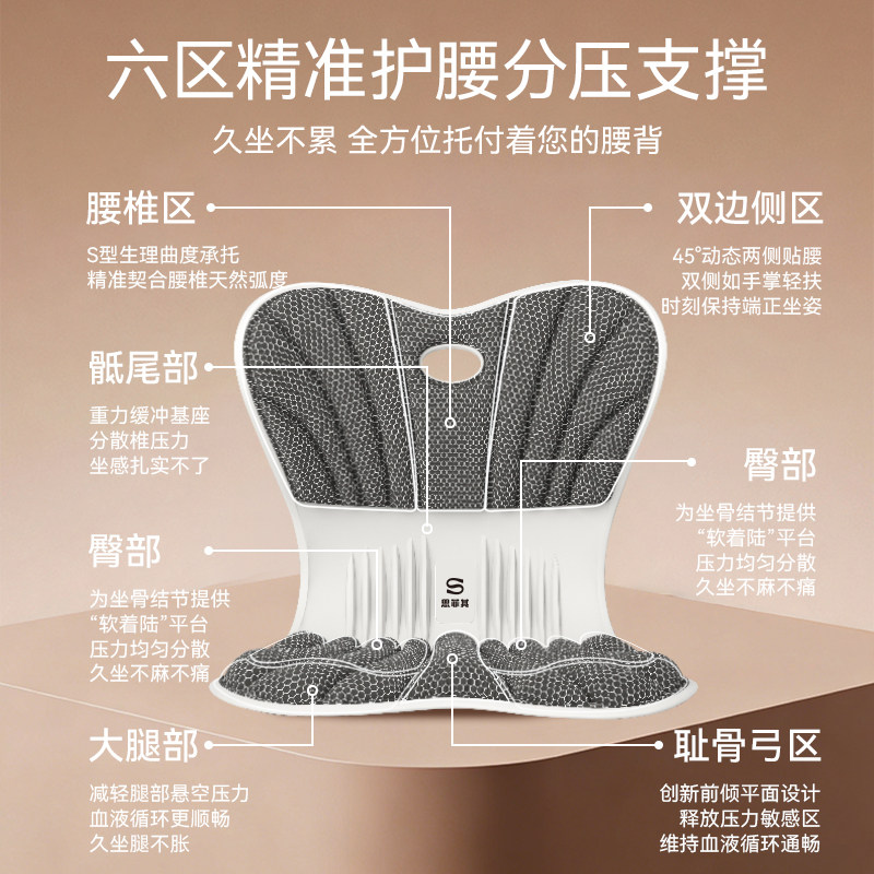 石墨烯久坐神器护腰坐垫椅垫办公室腰靠座垫靠背一体屁垫减压靠垫
