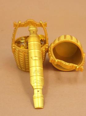 招米进宝一桶金摆件中式小水桶聚宝盆家用客厅装饰品沙金元宝摆件