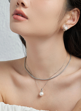 珍珠白色物语碎银子项链