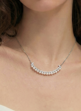 Manreya淡水珍珠镶钻锁骨链女