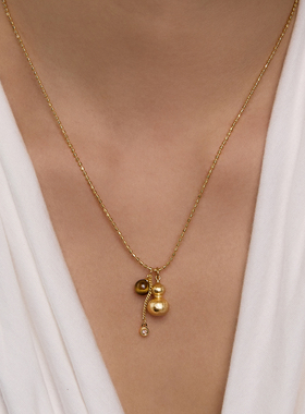 Manreya玛芮雅项链福禄绵长项链葫芦吊坠虎眼石金色锁骨链女简约