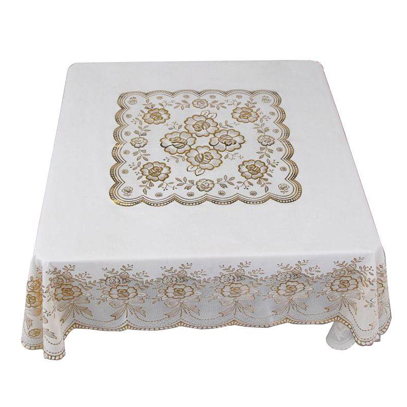 PVC正方形桌布烫金蕾丝塑料餐桌盖布防水防油防烫免洗八仙桌台布,淘宝优惠券,粉丝福利购,淘宝优惠卷