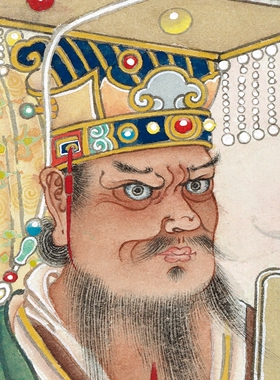夏荆山五龙王拜观音图高清国画人物临摹画稿工笔人物观音画丝绢画