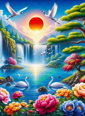 花开富贵风景贴画卧室客厅宿舍墙贴画自粘贴防水遮瑕装饰画B36
