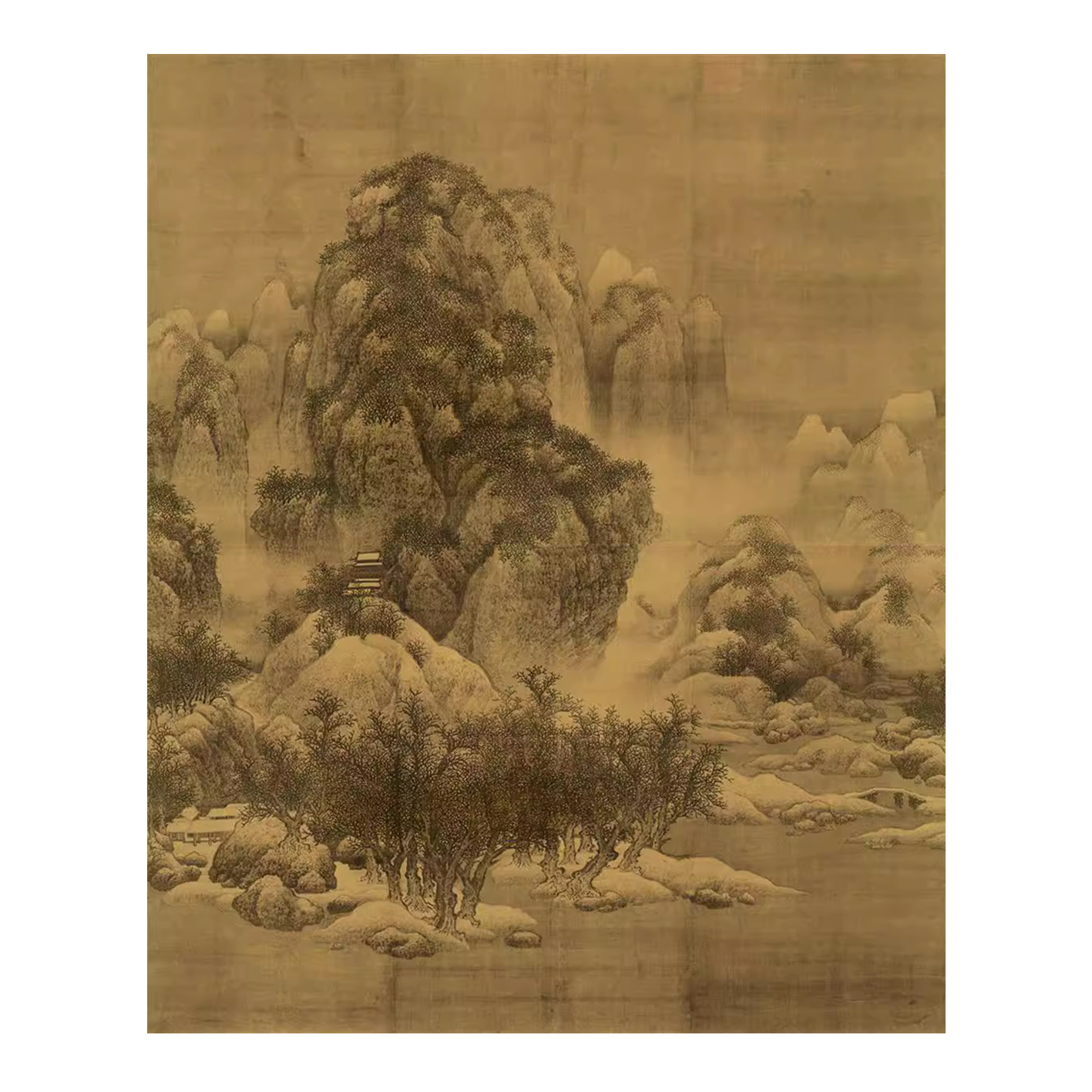 北宋 范宽 雪景寒林图 中国画教学大图临摹范本绘画艺术美院教材 - 图3