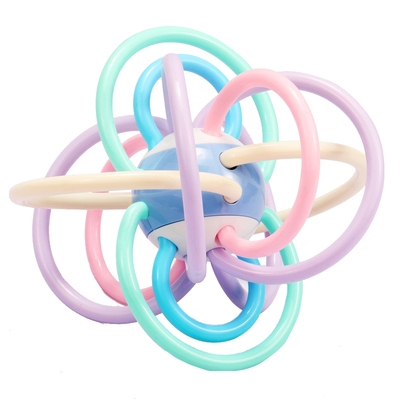 New products Manhattan Hand grip Ball baby hand rocking bell solid teeth Tooth Stick Toy with water cooking Z bites silicone 3-6-1