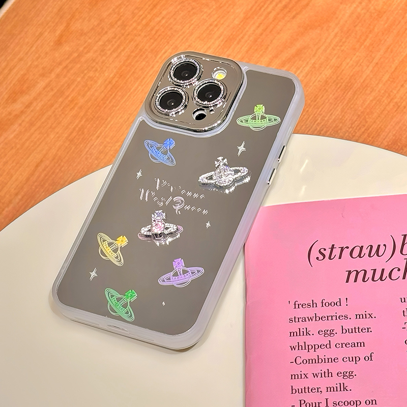 高级感立体星球镜面适用iPhone15promax手机壳苹果13新款14pro小众女轻奢13promax韩系15pro自带镜头膜14全包