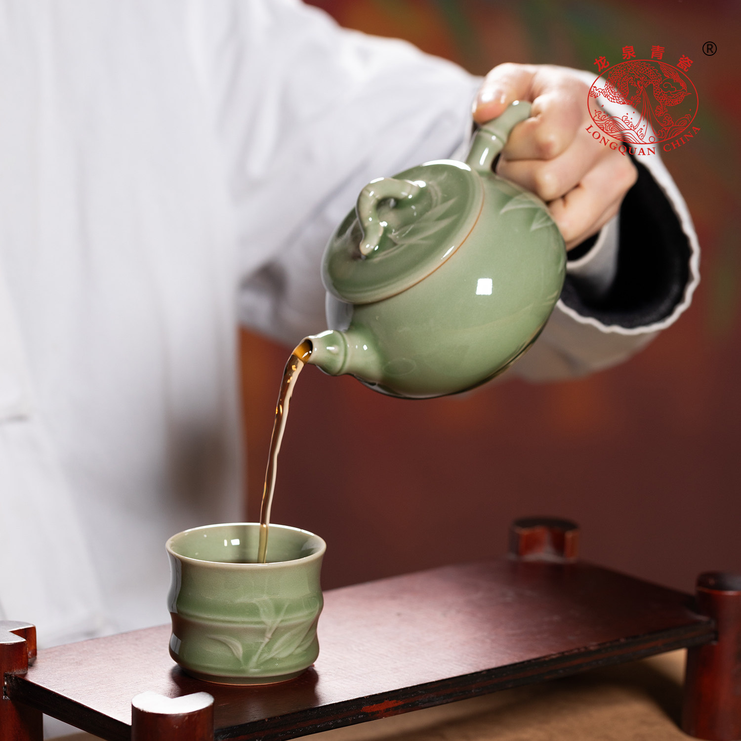 Travel Kung Fu Tea Set Longquan Green Porcelain