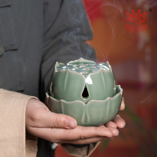 龙泉青瓷禅意香薰炉檀香艾草家用陶瓷焚香盒