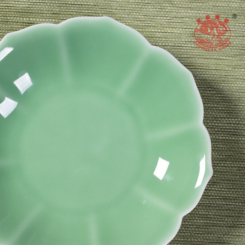 龙泉青瓷菜盘子果盘骨碟平盘子家用陶瓷中式炒菜盘餐具7酒店8英寸,淘宝优惠券,粉丝福利购,淘宝优惠卷