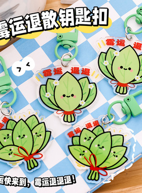 霉运退散钥匙扣创意柚子叶亚克力包包挂件可爱除晦气钥匙圈小礼品