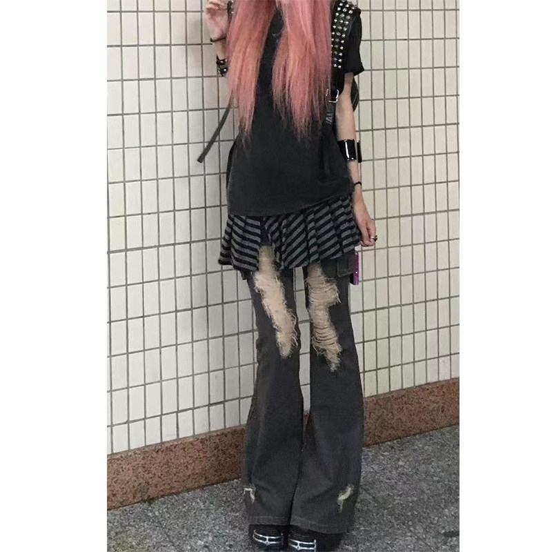 美式复古设计感低腰破洞牛仔裤女2025秋季新款时尚修身显瘦长裤女,淘宝优惠券,粉丝福利购,淘宝优惠卷