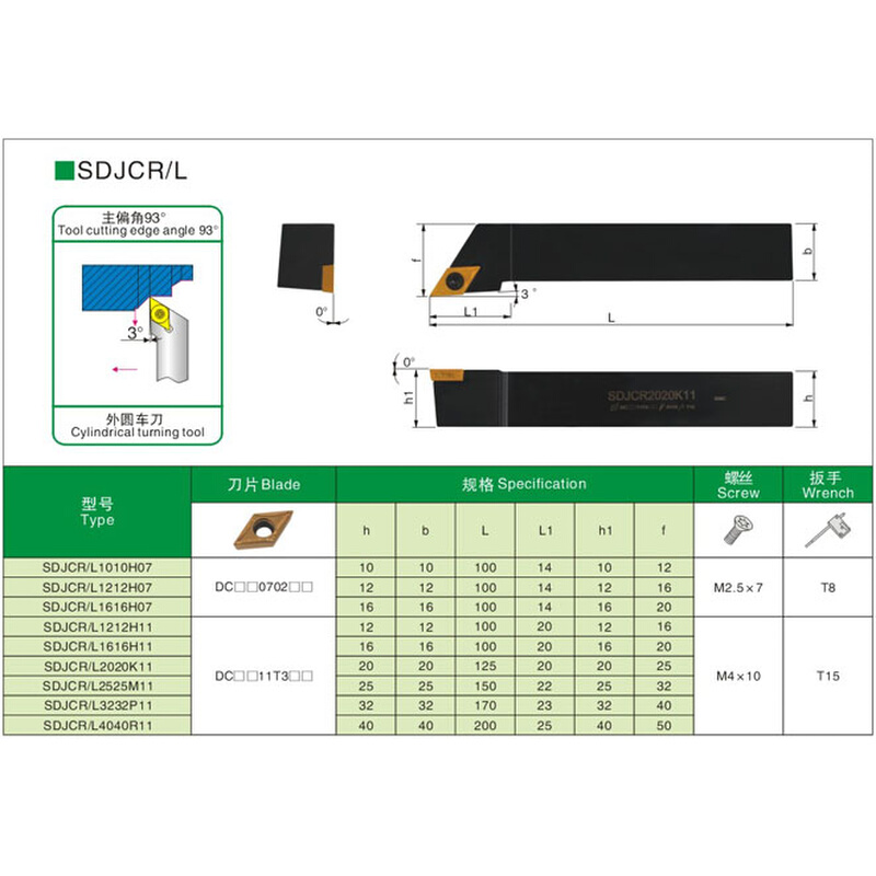 SDJCR2020/2525/H07/K11数控外圆刀杆93度车床刀具菱形车刀杆-图1