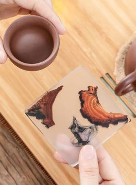 博耀茶杯水杯树脂松木杯垫创意手工杯托茶垫家用杯垫禅意茶具配件