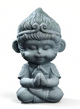 青砂石造像孙悟空摆件鱼缸造景金箍棒文房四宝笔搁笔架茶道摆件