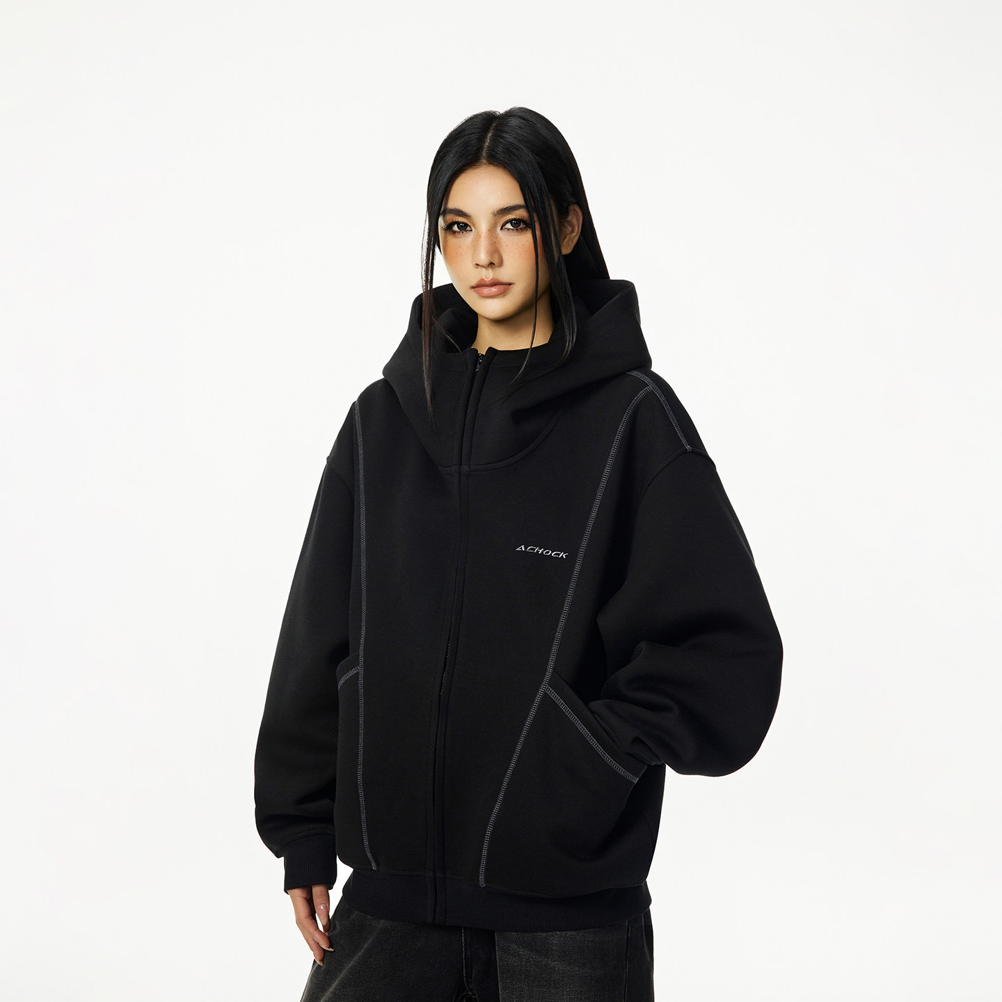 【Achock官方店】重磅空气层开衫拉链卫衣外套25春款情侣廓形上衣