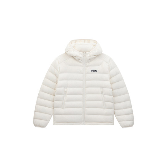90 white duck down lightweight hooded rib down jacket warm men and women couple jacket