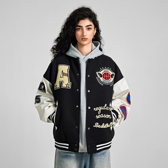 Jersey de béisbol flocado bordado con toalla con letras pesadas de estilo americano