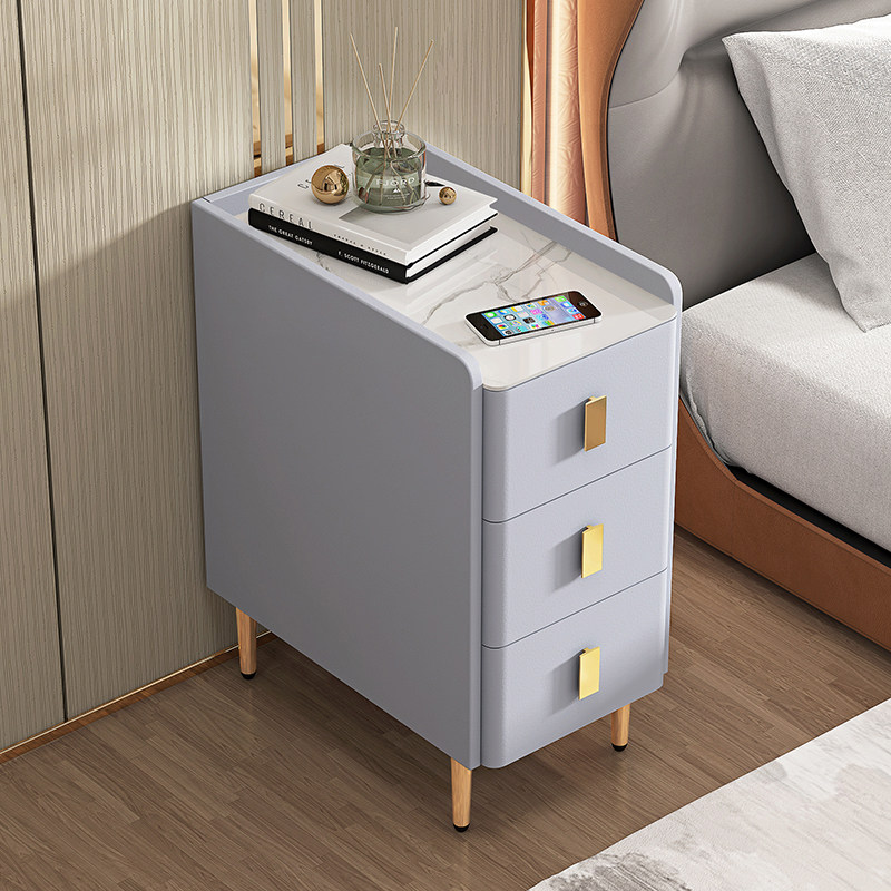 超窄智能床头柜实木简约现代无线充电带灯边柜小型三抽家用储物柜,淘宝优惠券,粉丝福利购,淘宝优惠卷
