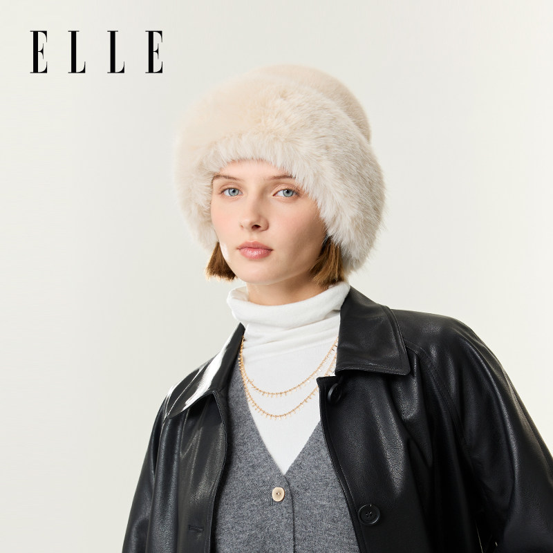ELLE毛绒盆帽女士秋冬季户外护耳保暖时尚渔夫帽北方防风防寒百搭,淘宝优惠券,粉丝福利购,淘宝优惠卷