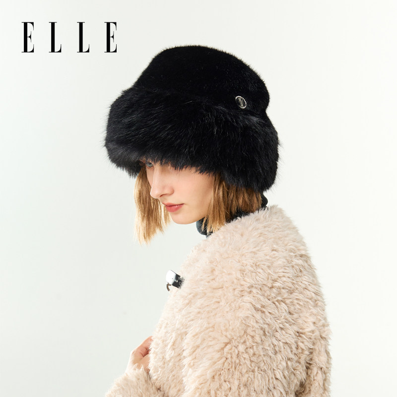ELLE毛绒盆帽女士秋冬季户外护耳保暖时尚渔夫帽北方防风防寒百搭,淘宝优惠券,粉丝福利购,淘宝优惠卷