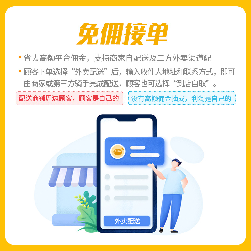 外卖小程序定制自营外卖免佣自配送三方外卖4GWiFi全自动接单热敏打印机套餐 - 图0