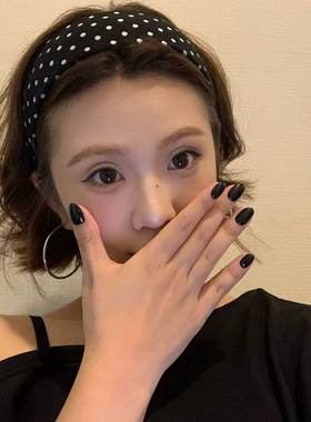 黑色波点宽边发箍女2026新款