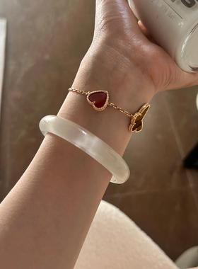 chomelkinsey 荔枝冻手镯女白月光高冰种乳白平安镯猫眼贵妃镯子