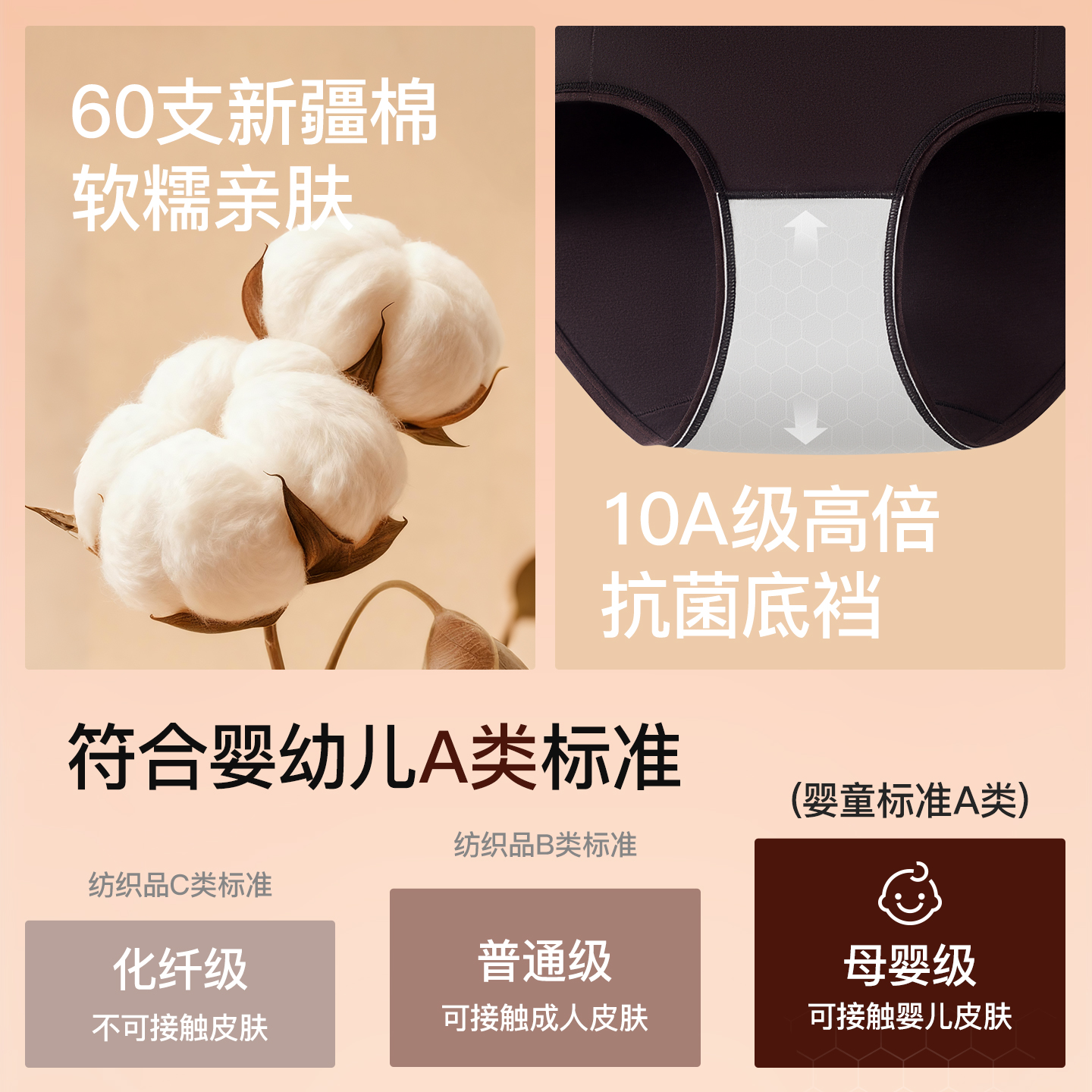 【张雨绮同款】曲线主义黑巧高腰纯棉内裤女10A抗菌加长裆三角裤