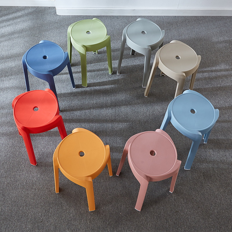 家用凳子加厚塑料可叠放摞叠餐桌板凳风车凳高圆凳胶凳子简约凳子-图1
